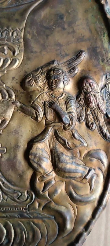 Antico sportello tabernacolo -sbalzo in rame dorato Barocco