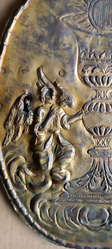 Antico sportello tabernacolo -sbalzo in rame dorato Barocco