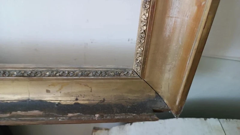 Grande cornice antica prima meta' XIX secolo legno dorato