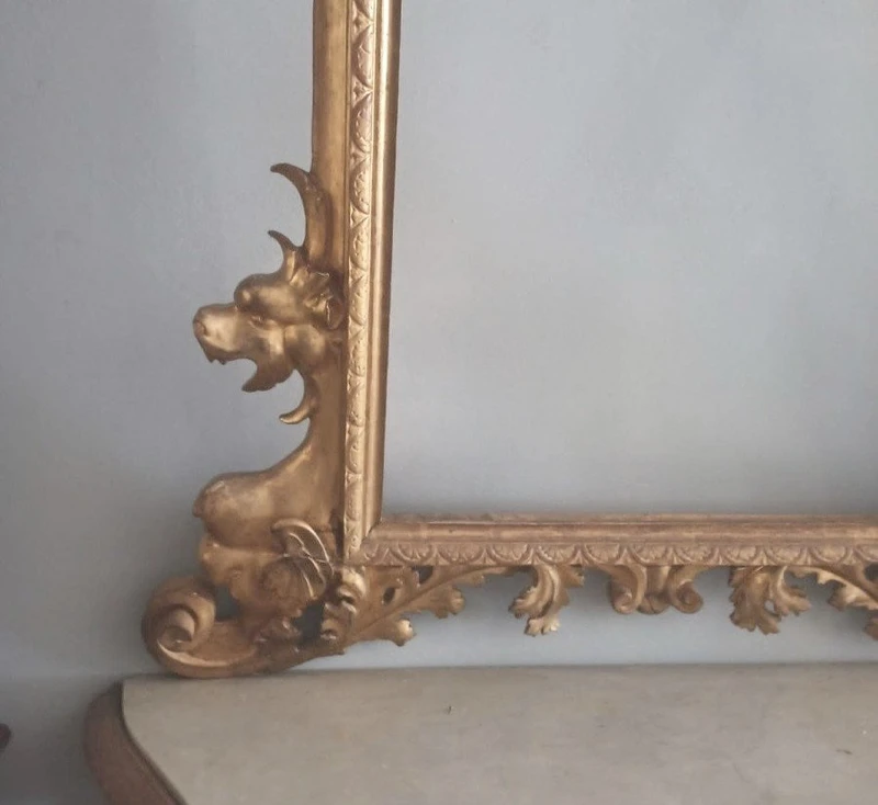 Console table with mirror gilded wood 19th century Tuscany