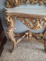 Console table with mirror gilded wood 19th century Tuscany