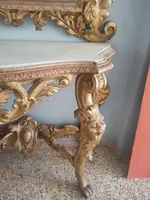 Console table with mirror gilded wood 19th century Tuscany