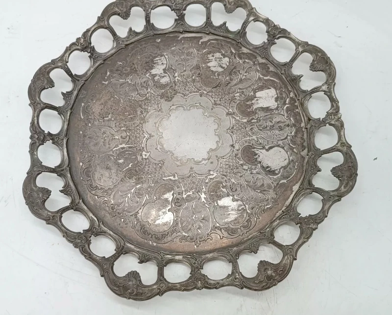 Plateau avec carafe et 6 verres verre et métal argenté époque art noveau