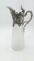 Plateau avec carafe et 6 verres verre et métal argenté époque art noveau