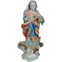 antica piccola scultura in legno ,madonna immacolata sud america XIX secolo