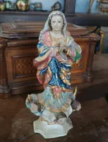 antica piccola scultura in legno ,madonna immacolata sud america XIX secolo