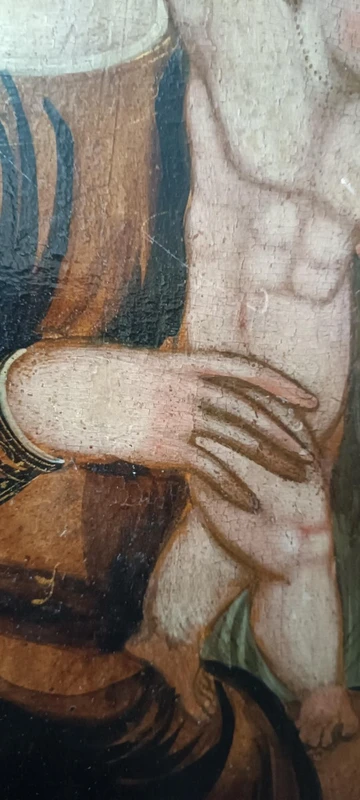 Panneau peint ancien -Famille sacrée-École crétoise vénitienne XVIe siècle