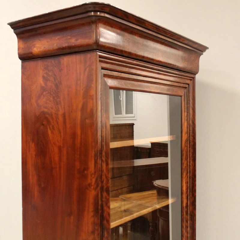 Antique Louis Philippe mahogany bookcase display case 19th century