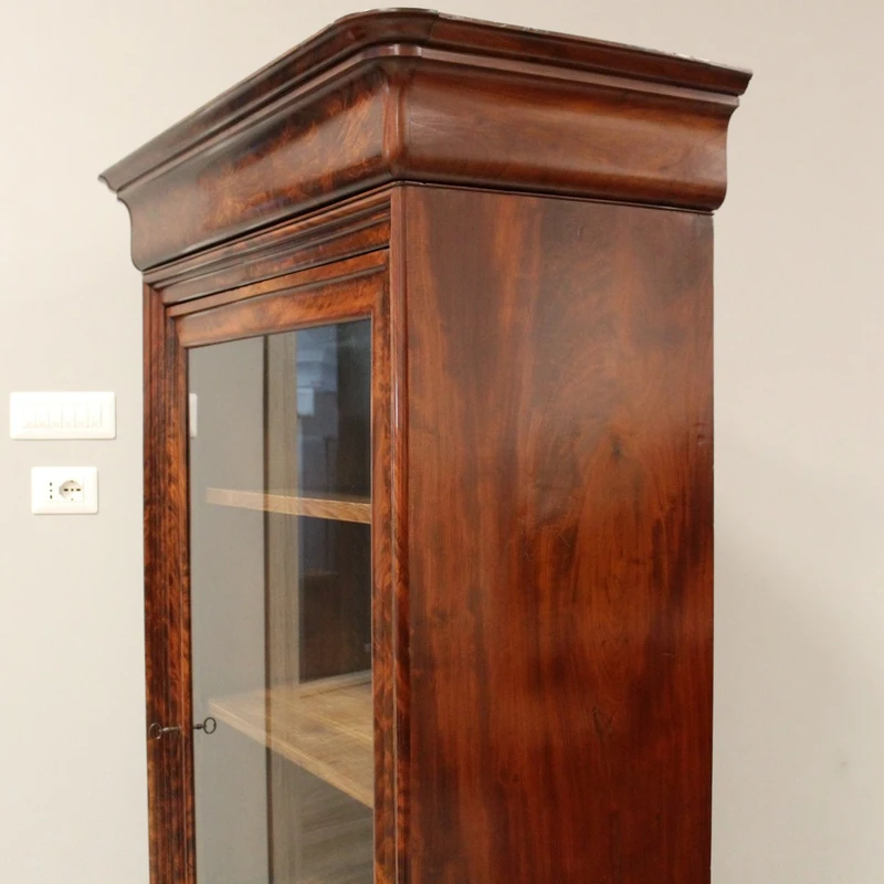 Antique Louis Philippe mahogany bookcase display case 19th century