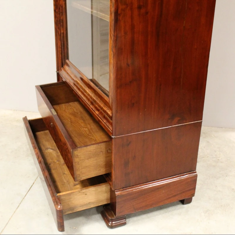 Antique Louis Philippe mahogany bookcase display case 19th century