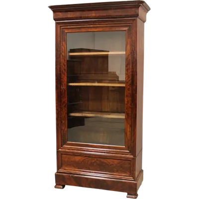 Antique Louis Philippe mahogany bookcase display case 19th century