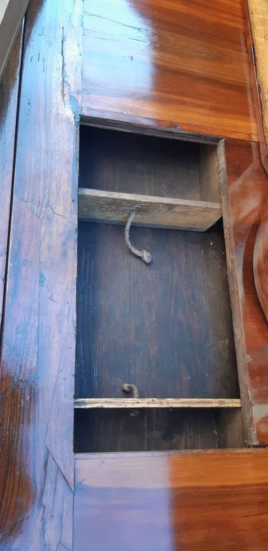 18th-century Ferrarese moveable flap cabinet panelled and filleted