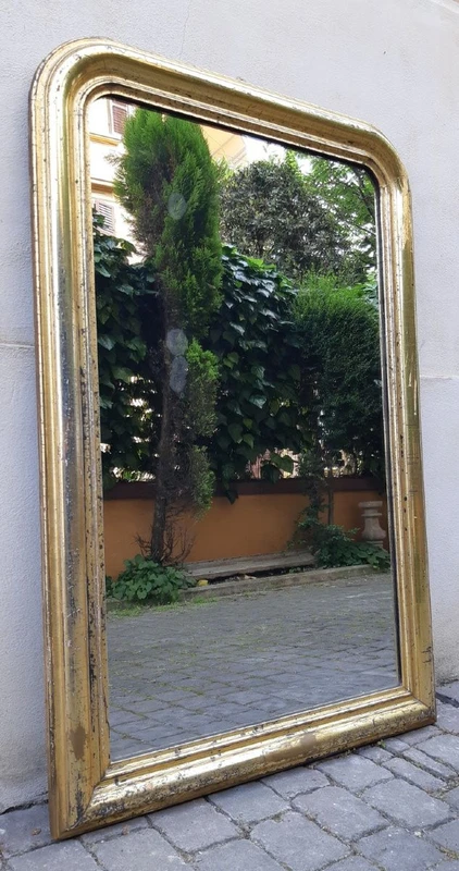 Antique Louis Philippe 19th century tray mirror with silvered mirror