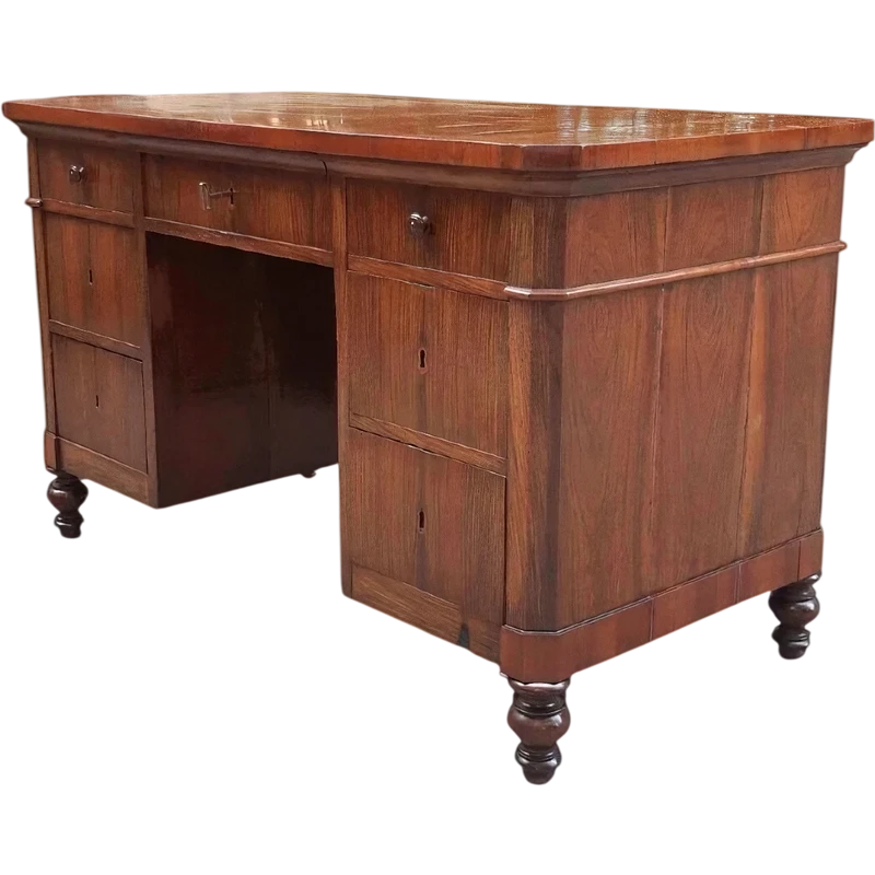 Bureau central antique en Romagne avec panneaux en noyer