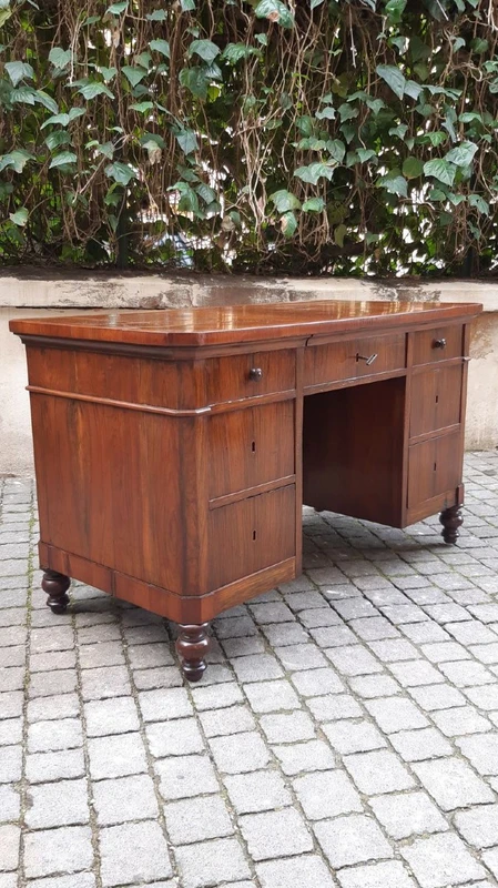Antique romagnola writing desk from center walnut slab