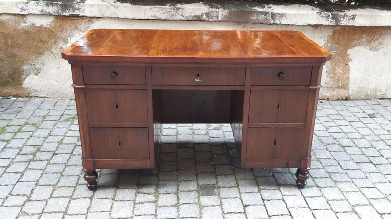 Antique romagnola writing desk from center walnut slab