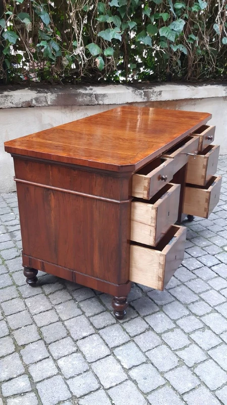 Antique romagnola writing desk from center walnut slab