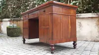 Antique romagnola writing desk from center walnut slab