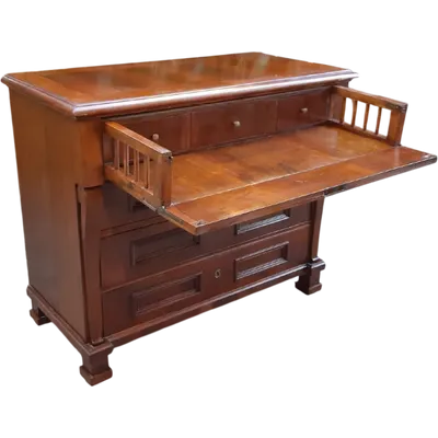 Antique Empire chest of drawers in walnut with drop-down desk
