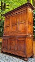 Antique double-body panelled 3-door walnut sideboard