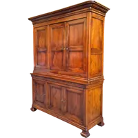 Antique double-body panelled 3-door walnut sideboard