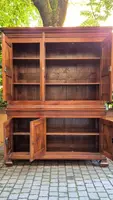 Antique double-body panelled 3-door walnut sideboard