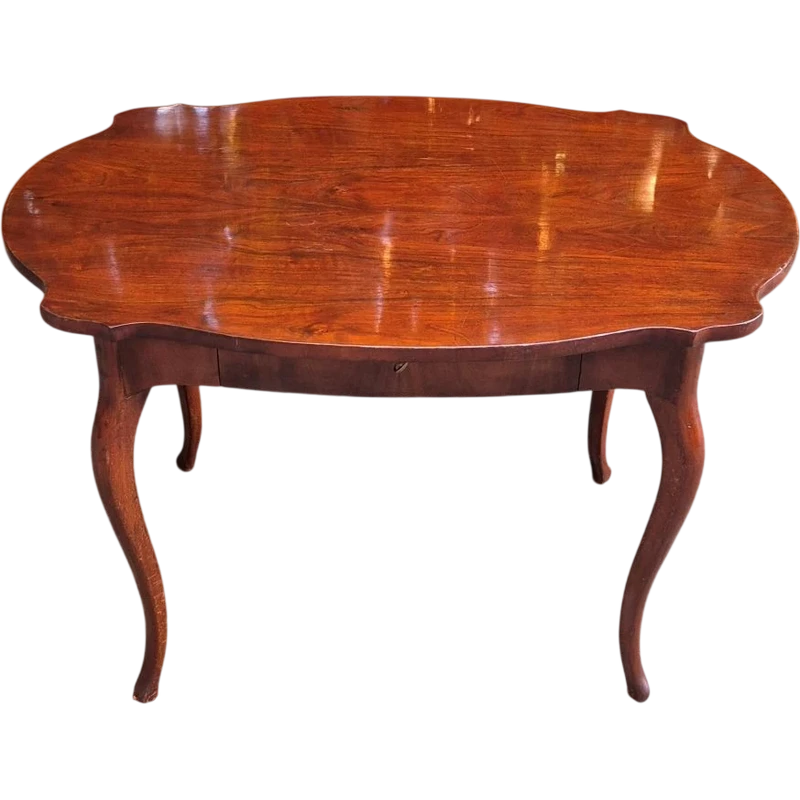 Moved antique walnut panelled writing table