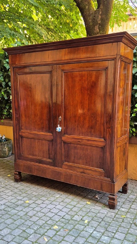 Armadio antico lombardo pannellato in noce dell'800