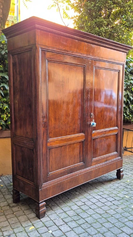 Armadio antico lombardo pannellato in noce dell'800