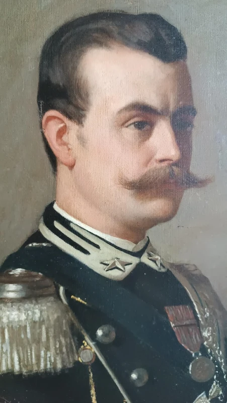 ANTIQUE PAINTING PORTRAIT MILITARY GENTLEMAN ,ARTURO FALDI ( FLORENCE 1856-1911)