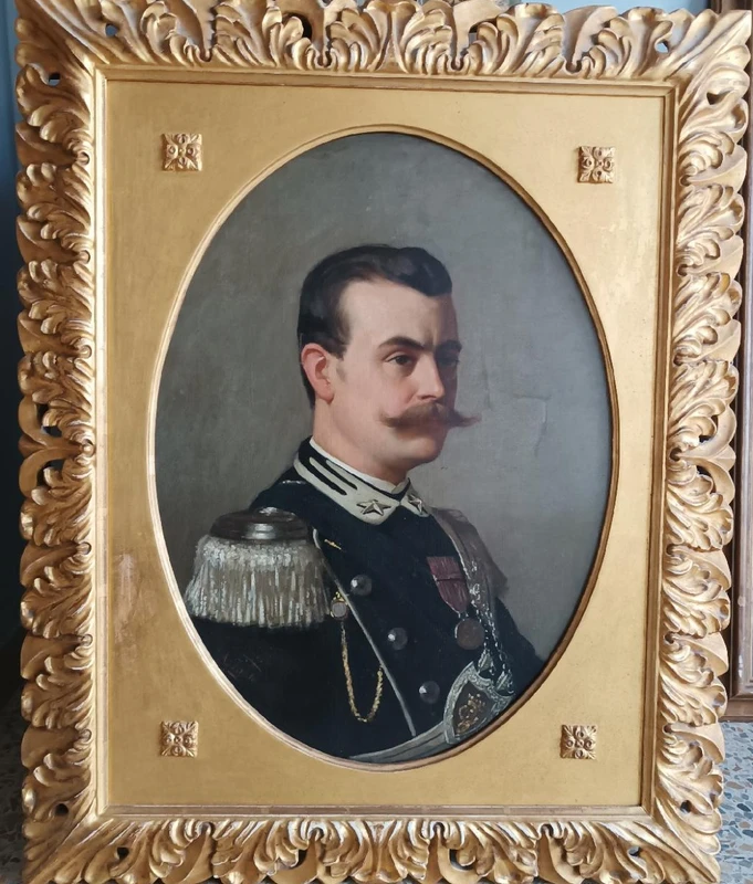 ANTIQUE PAINTING PORTRAIT MILITARY GENTLEMAN ,ARTURO FALDI ( FLORENCE 1856-1911)