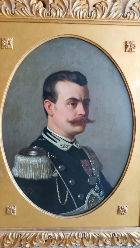 ANTIQUE PAINTING PORTRAIT MILITARY GENTLEMAN ,ARTURO FALDI ( FLORENCE 1856-1911)