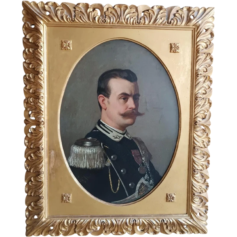 ANTIQUE PAINTING PORTRAIT MILITARY GENTLEMAN ,ARTURO FALDI ( FLORENCE 1856-1911)