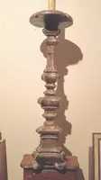LARGE SILVERED WOOD CANDLESTICK XVIII CENTURY ELECTRIFIED FLOOR LAMP