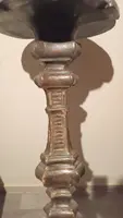 LARGE SILVERED WOOD CANDLESTICK XVIII CENTURY ELECTRIFIED FLOOR LAMP