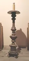 LARGE SILVERED WOOD CANDLESTICK XVIII CENTURY ELECTRIFIED FLOOR LAMP