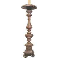 LARGE SILVERED WOOD CANDLESTICK XVIII CENTURY ELECTRIFIED FLOOR LAMP