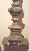 LARGE SILVERED WOOD CANDLESTICK XVIII CENTURY ELECTRIFIED FLOOR LAMP