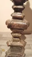 LARGE SILVERED WOOD CANDLESTICK XVIII CENTURY ELECTRIFIED FLOOR LAMP