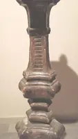 LARGE SILVERED WOOD CANDLESTICK XVIII CENTURY ELECTRIFIED FLOOR LAMP