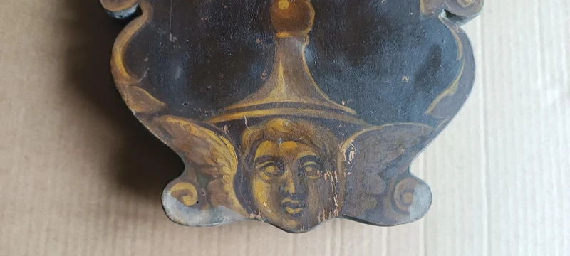 Antica tavola dipinta raffigurante SIMBOLO RELIGIOSO IHS