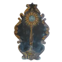 Antica tavola dipinta raffigurante SIMBOLO RELIGIOSO IHS