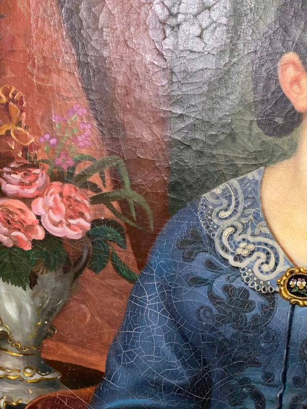 OIL PAINTING ON CANVAS, NOBLEWOMAN BIEDERMAIER