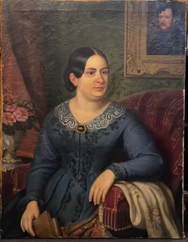OIL PAINTING ON CANVAS, NOBLEWOMAN BIEDERMAIER
