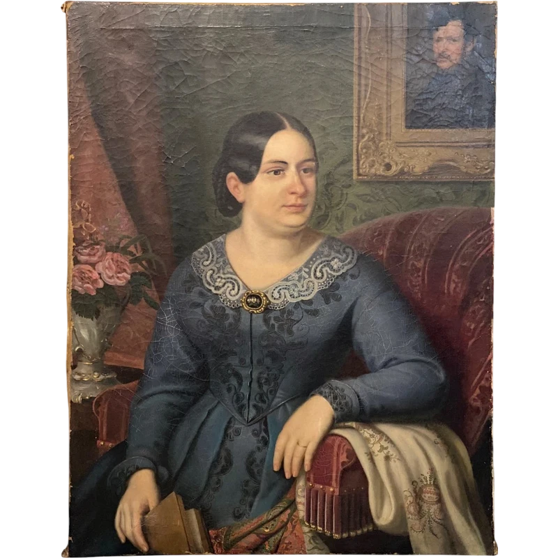 OIL PAINTING ON CANVAS, NOBLEWOMAN BIEDERMAIER