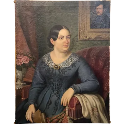 OIL PAINTING ON CANVAS, NOBLEWOMAN BIEDERMAIER