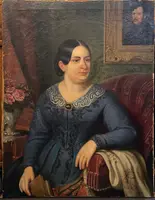 OIL PAINTING ON CANVAS, NOBLEWOMAN BIEDERMAIER