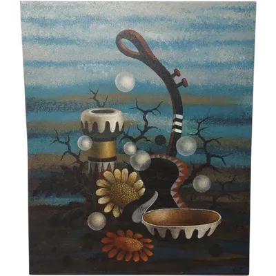 LARGE OIL ON CANVAS SURREALIST PAINTER GIANFRANCO RONTANI .measuring 118 x 97 cm -