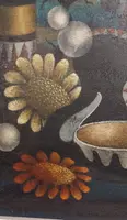 LARGE OIL ON CANVAS SURREALIST PAINTER GIANFRANCO RONTANI .measuring 118 x 97 cm -