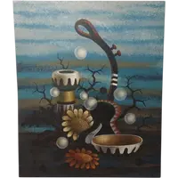 LARGE OIL ON CANVAS SURREALIST PAINTER GIANFRANCO RONTANI .measuring 118 x 97 cm -